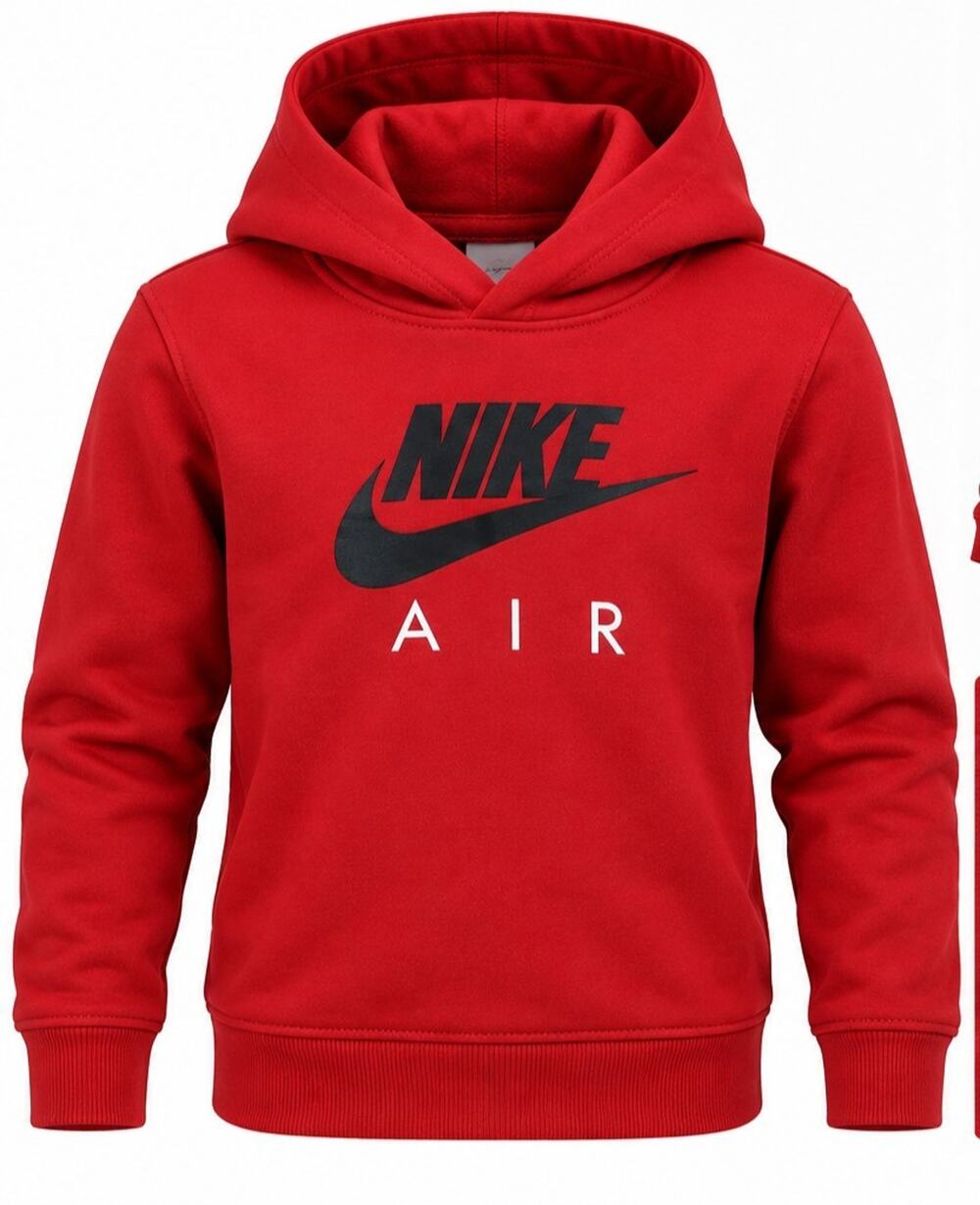Nike Air Hoodie Kids Size 7 Red Pullover Sweatshirt Long Sleeve 6-7 Yrs